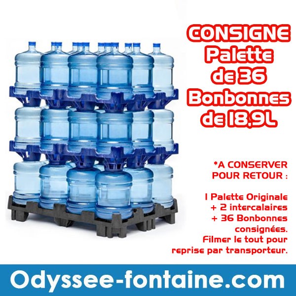 Consigne Palette de 36 bonbonnes à eau de source ODYSSEO Consigne Palette de 36 bonbonnes à eau de source ODYSSEO