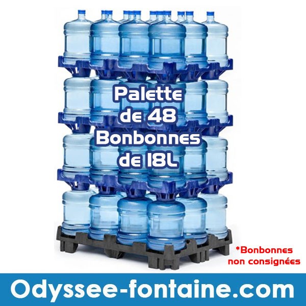 Palette de 48 Bonbonnes à eau de source 18L pleine