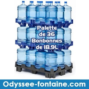 Palette de 36 bonbonnes 18,9L eau de source consignée