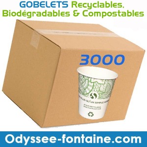 Gobelets à eau en carton de 3000 Recyclables, Biodégradables & Compostables